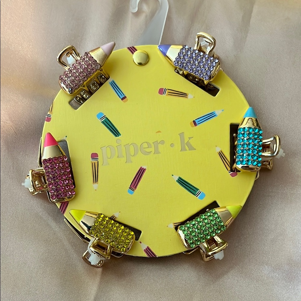 NWT Piper K Glitter Rhinestone Pencil Hair Clips 6 individual colors 6 pieces - Picture 2 of 6